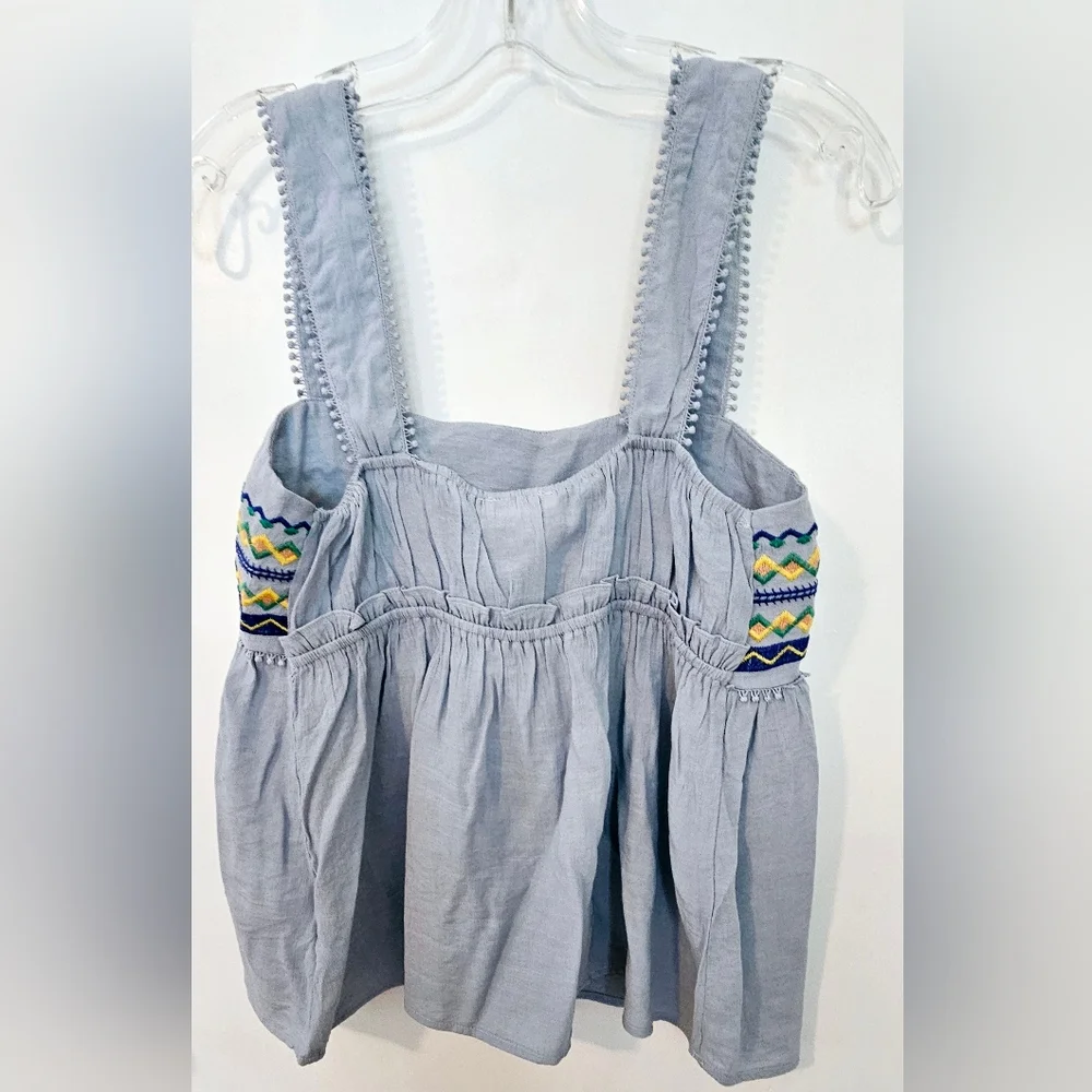 Blu Pepper Sky Blue Elastic Tank Top Women’s Embroidery Size Large - Picture 8 of 12